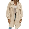 thumbnail image 1 of RYRJJ Fuzzy Fleece Jackets for Women Plus Size Long Sleeve Lapel Button Down Long Teddy Coat Warm Fall Winter Outwear(Khaki,XL), 1 of 9