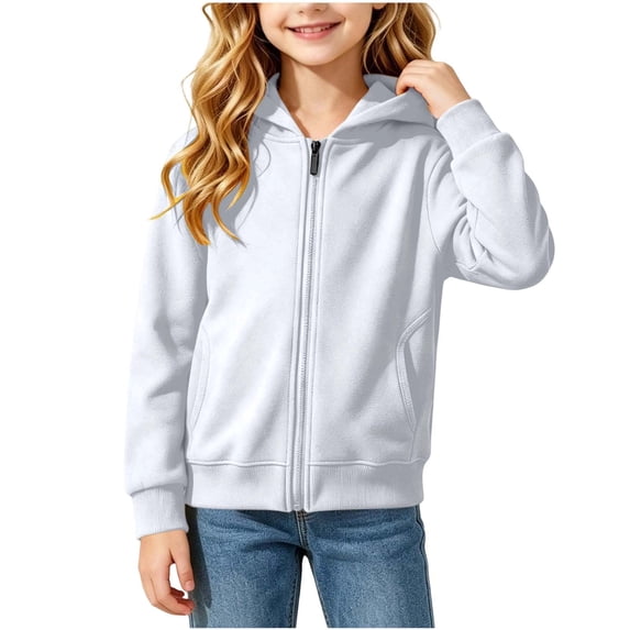 RYRJJ Girls Boys Zip Up Hoodies Toddler Baby Kids Fleece Lined Hooded Sweatshirts Jacket Casual Fall Hoodie with Pocket