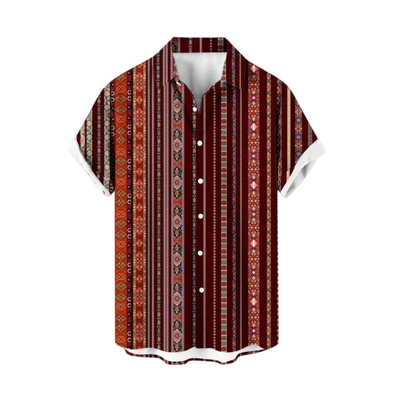 RYRJJ Hawaiian Bowling Shirt for Men Vintage Short Sleeves Button Down Shirts Casual Color Blcok Print Beach Summer Shirt(z1-Coffee,XXL)