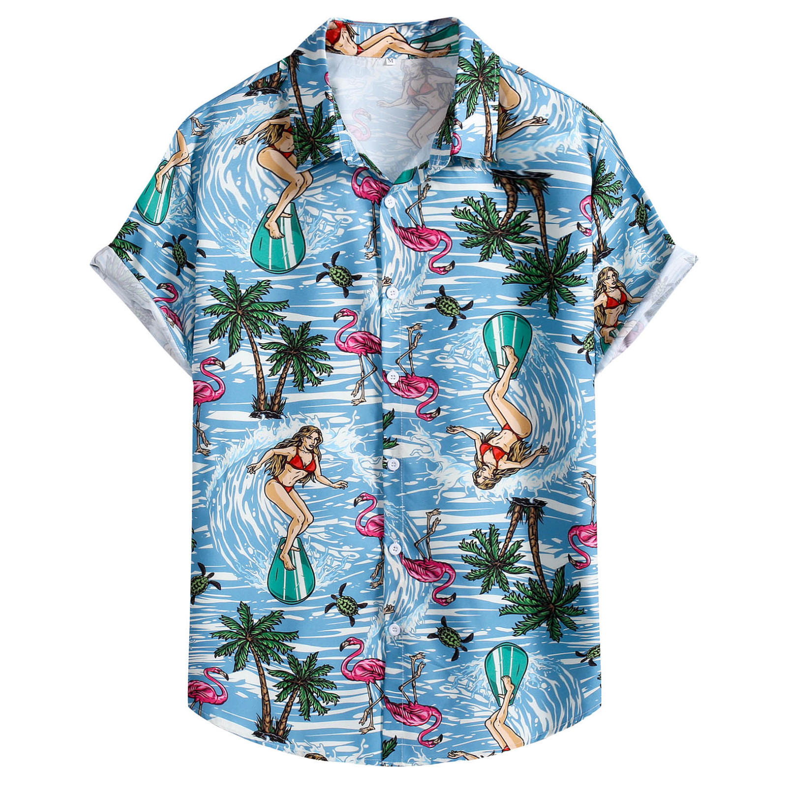 RYRJJ Hawaiian Floral Beach Shirt for Men Casual Funny Graphic Button