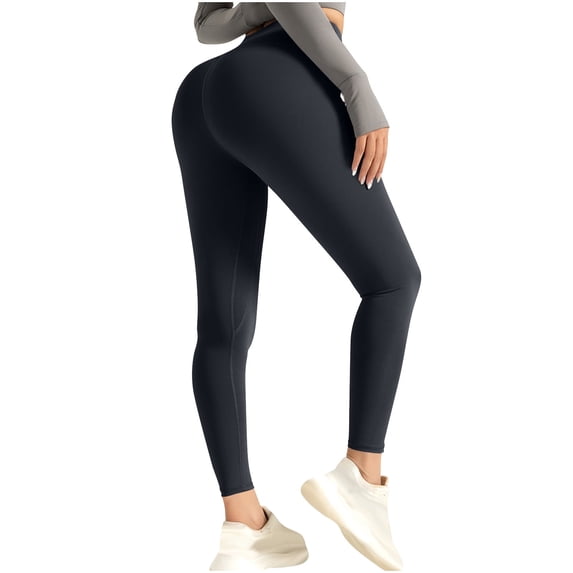 RYRJJ High Waisted Leggings for Women Soft Tummy Control Yoga Pants Seamless Butt Lifting Workout Leggings for Running Cycling(Dark Gray,L)
