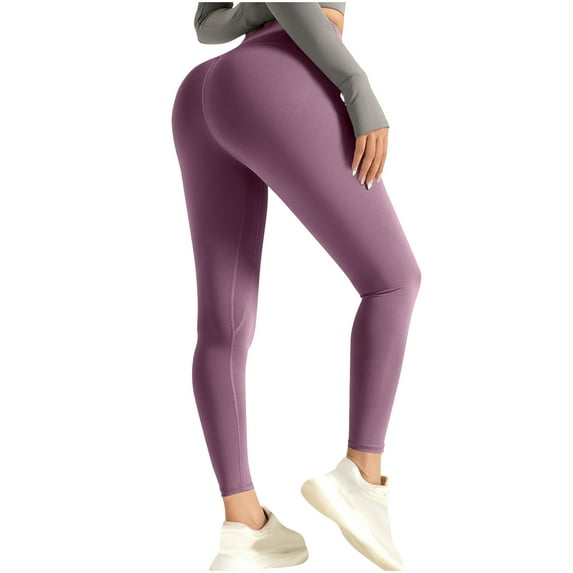 RYRJJ High Waisted Leggings for Women Soft Tummy Control Yoga Pants Seamless Butt Lifting Workout Leggings for Running Cycling(Light Purple,M)