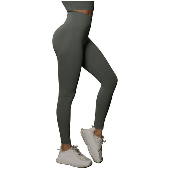 RYRJJ High Waisted Leggings for Women Tummy Control Pants Butt Lifting Seamless Workout Yoga Pants for Running Gym(Dark Gray,M)