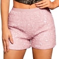 thumbnail image 1 of RYRJJ High Waisted Sequin Shorts for Women Elastic Straight Leg Hot Pants Y2K Sparkly Glitter Clubwear Party Shorts(Pink,XL), 1 of 8