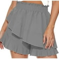 thumbnail image 1 of RYRJJ High Waisted Shorts for Women Flowy Shorts Dressy Casual Summer Ruffle Wrap Pull On Elastic Waist Skirts Skorts Lightweight(Gray,M), 1 of 7