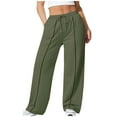 thumbnail image 1 of RYRJJ High Waisted Sweatpants for Women Elastic Front Seams Wide Leg Sweat Pants Drawstring Loose Joggers Pants with Pockets(Army Green,4XL), 1 of 6