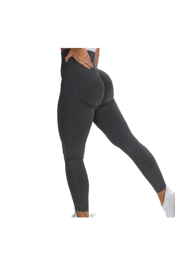 High Waisted Yoga Leggings for Women Butt Lifting Workout Gym Running Yoga Pants Seamless Compression Booty Tights(Black,L)