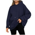 thumbnail image 1 of RYRJJ Hoodies for Women Oversized Fleece Basic Sweatshirts Fall Fashion Y2K Teen Girls Drawstring Pullover Hoodie with Pocket(Navy,M), 1 of 7