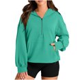 thumbnail image 1 of RYRJJ Hoodies for Women Oversized Half Zip Drawstring Y2K Pullover Tops Casual Long Sleeve Fleece Lined Sweatshirt with Pockets(Mint Green,S), 1 of 7