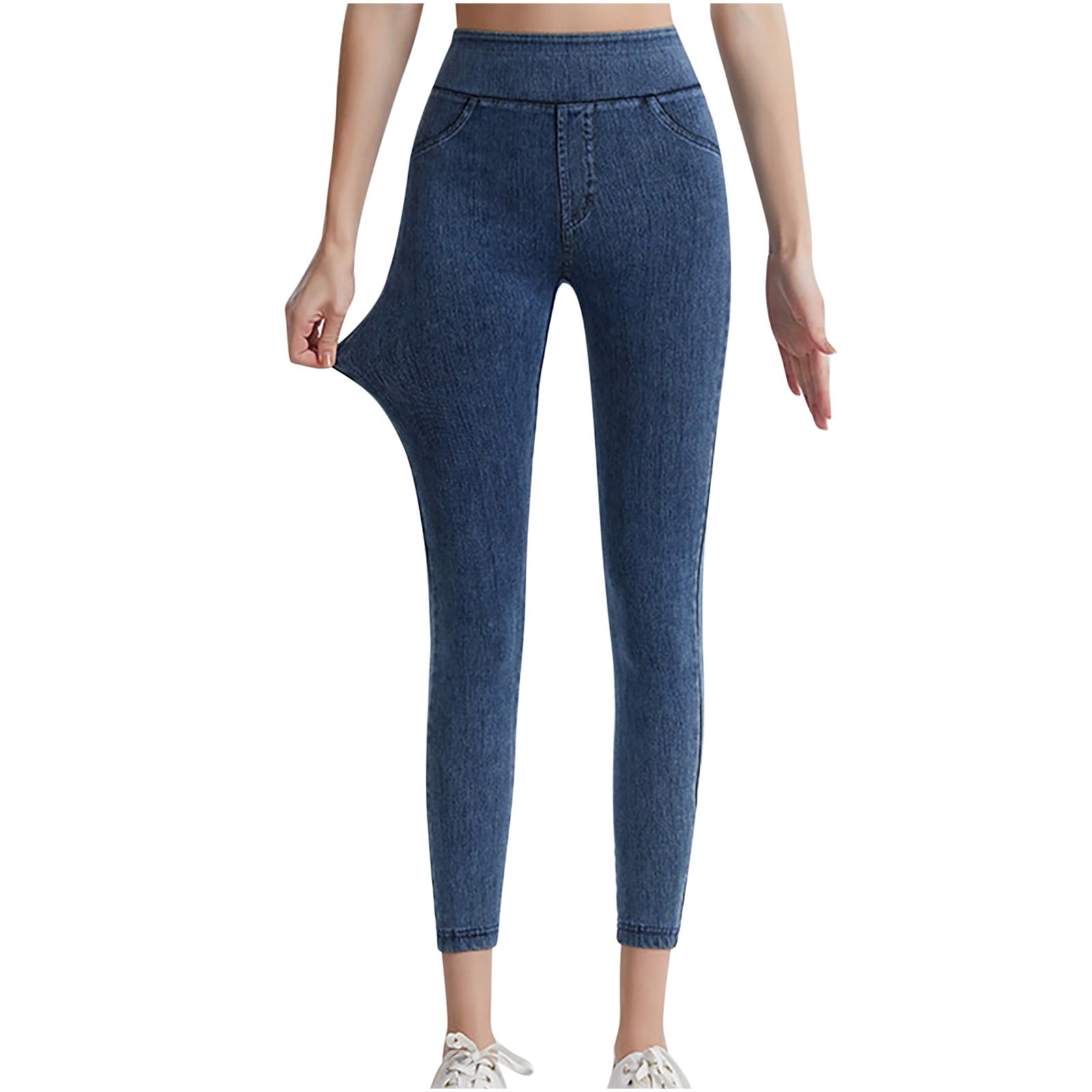 RYRJJ Jeggings for Women Tummy Control Pull on Stretchy Jeans High