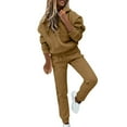 thumbnail image 1 of RYRJJ Jogger Sets for Women 2 Piece Fall Winter Outfits Long Sleeve Casual Track Suits Fashion Cropped Hooded Sweatsuit Lounge Sets(Brown,L), 1 of 6