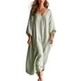 thumbnail image 1 of RYRJJ Kaftan Dresses for Women Batwing Sleeves V-Neck Beach Cover Up Summer Gradient Stripe Boho Vacation Maxi Caftan Dress, 1 of 9
