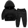 thumbnail image 1 of RYRJJ Kids Toddler Baby Girl Boy 2PCS Tracksuit Set Solid Color Hoodies Sweatsuits Long Sleeve Pullover Sweatshirt and Jogger Sweatpant Outfits(Black,18-24 Months), 1 of 5