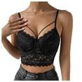 thumbnail image 1 of RYRJJ Lace Corset Crop Top V Neck Elastic Straps for Party Streetwear Going Out Clubwear Corset Tops for Women Bustier(01#Black,S), 1 of 7
