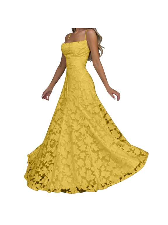 Long Lace Floral Bridesmaid Dresses for Women Elegant Square Neck Backless Prom Dress Maxi A-Line Fomal Evening Party Gowns