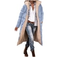 thumbnail image 1 of RYRJJ Long Puffer Jacket Womens Winter Reversible Padded Down Jackets Thicken Warm Shearling Sherpa Fleece Parka Coats with Hood(Light Blue,M), 1 of 7