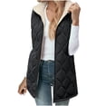 thumbnail image 1 of RYRJJ Long Puffer Vest Women Fleece Sherpa Jacket Sleeveless Hooded Zip Up Winter Coat Fall Winter Warm Vests Outerwear with Pockets(Black,M), 1 of 9