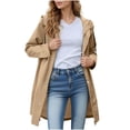 thumbnail image 1 of RYRJJ Long Rain Jacket for Women with Hood Lightweight Outdoor Windbreaker Trench Coat Windproof Raincoats with Pockets(Khaki,L), 1 of 8