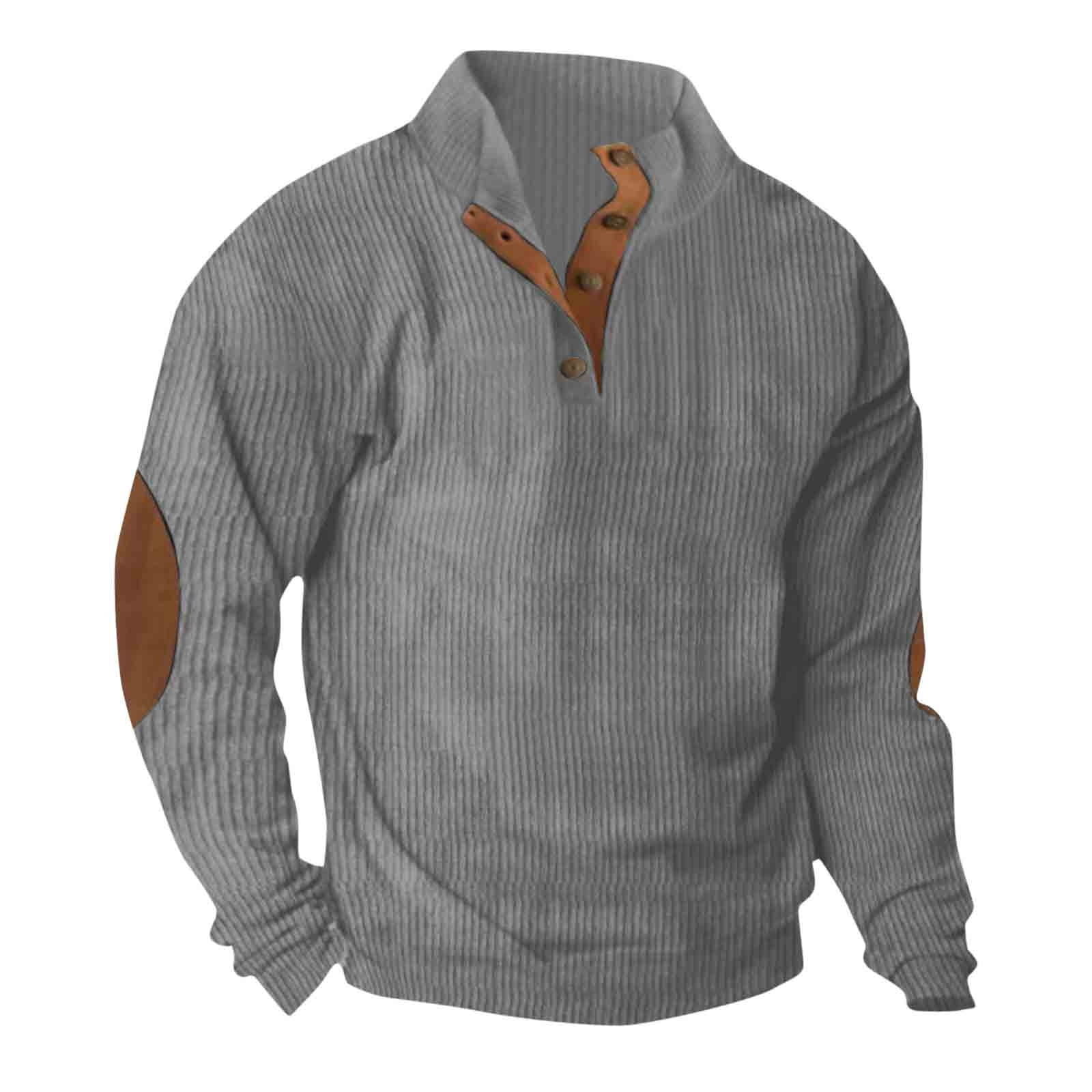 RYRJJ Long Sleeve Shirts for Men Quater Button Down Stand Collar