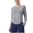 thumbnail image 1 of RYRJJ Long Sleeve Workout Crop Tops for Women Lightweight Running Shirts Quick Dry Athletic Shirt Active Exercise Tees(Dark Gray,L), 1 of 5