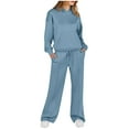 thumbnail image 1 of RYRJJ Lounge Sets For Women 2 Piece Outfits Pullover Hoodie Sweatshirt and Drawstring Wide Leg Sweatpant Sweatsuit Tracksuit(Light Blue,XL), 1 of 9