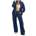 thumbnail image 1 of RYRJJ Lounge Sets for Women Sweatsuit 2 Piece Outfits Oversized Zip Up Sweatshirt Jacket Wide Leg Sweatpant Tracksuit Matching Set(Navy,S), 1 of 9