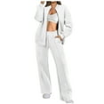 thumbnail image 1 of RYRJJ Lounge Sets for Women Sweatsuit 2 Piece Outfits Oversized Zip Up Sweatshirt Jacket Wide Leg Sweatpant Tracksuit Matching Set(White,S), 1 of 9