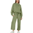 thumbnail image 1 of RYRJJ Lounge Sets for Women Sweatsuits 2 Piece Outfits Fall Drawstring Sweatshirt Wide Leg Sweatpants Tracksuit(Green,L), 1 of 8