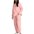 thumbnail image 1 of RYRJJ Lounge Sets for Women Two Piece Outfits Y2K Sweatsuits Sets Asymmetrical Hem Top Long Pants Loungewear Workout Athletic Tracksuits(Pink,XL), 1 of 9