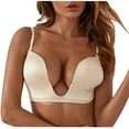 thumbnail image 1 of RYRJJ Low Back Bras for Women-Seamless Deep U Shaped Plunge Backless Bras Push Up Low Cut Open Back Bra Wireless Everyday Bras(Beige,L), 1 of 9