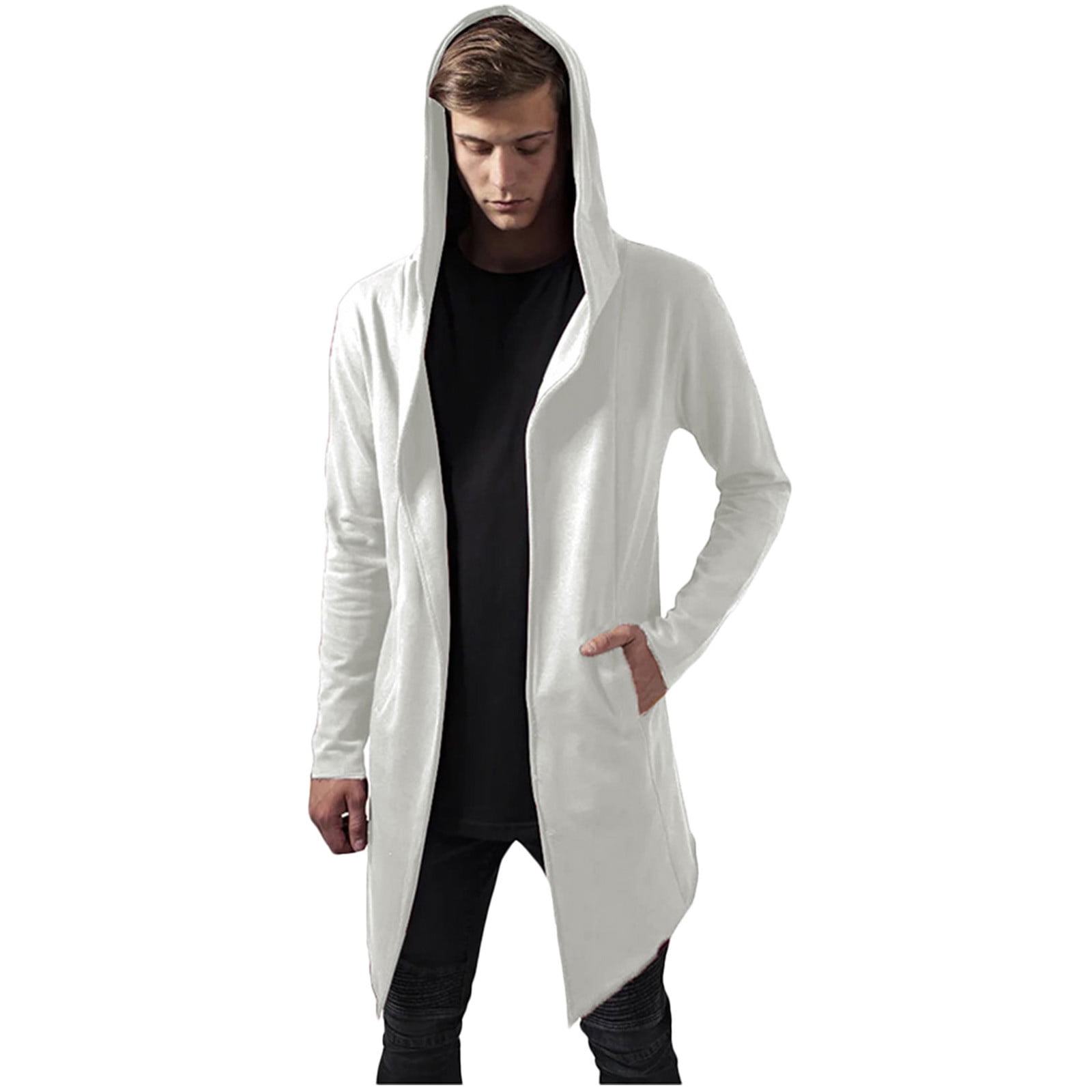 Long hooded men's cardigan sale