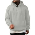 thumbnail image 1 of RYRJJ Men Quarter Zip Hoodie Lightweight Drawstring Pullover Hoodies Fall Winter Long Sleeve Hooded Sweatshirt with Pocket(Gray,3XL), 1 of 6
