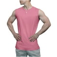 thumbnail image 1 of RYRJJ Men's Athletic Tank Tops Sleeveless Henley Buttons Muscle T-Shirt Breathable Solid Workout Gym Tees(Pink,XL), 1 of 5