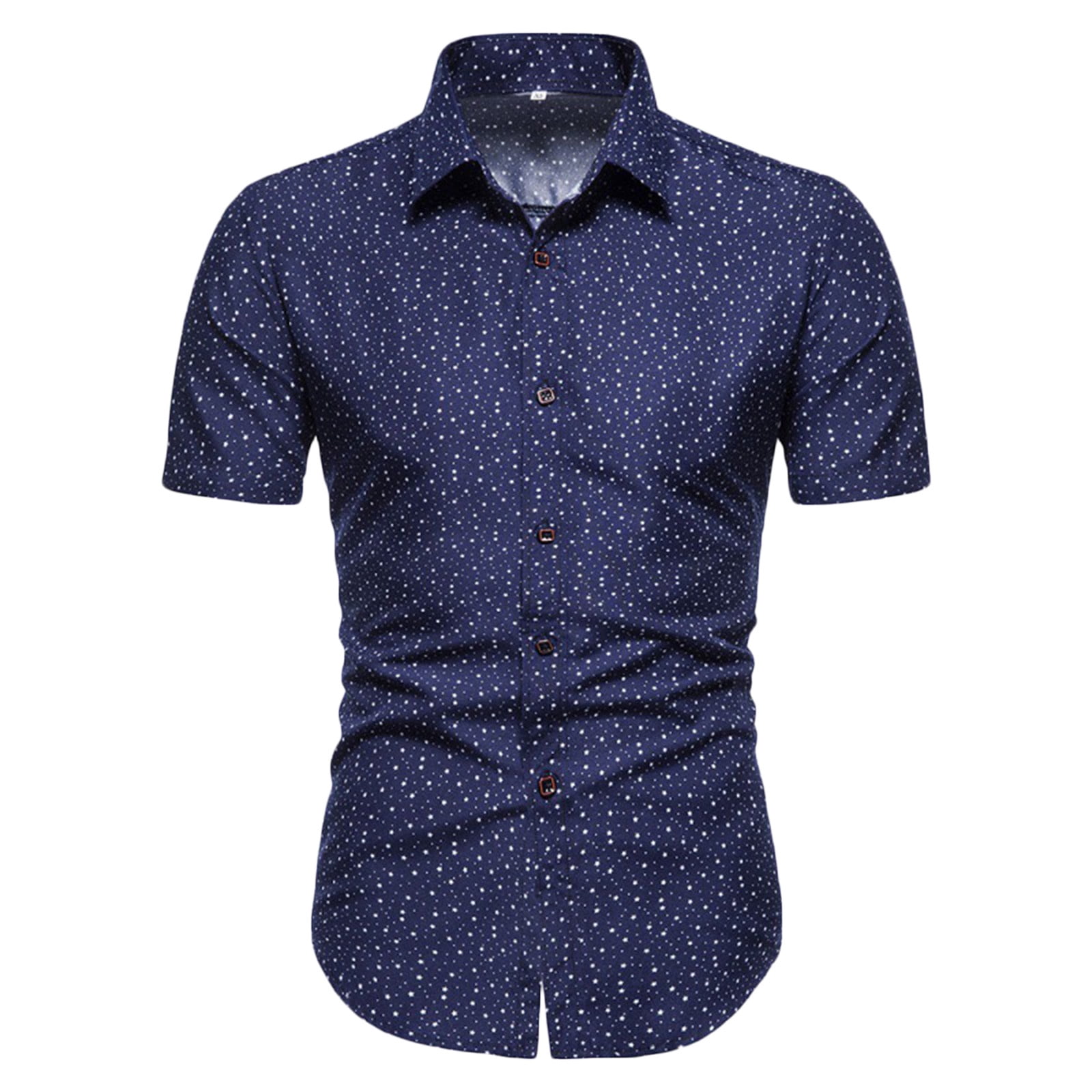 blue dress shirt with white dots BIJOU BLUE SHIRT X WHITE DOTS; WIDE (BODY); NARROW (SLEEVE) – johnnylucy main image 0