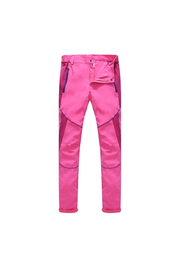 Men's Cargo Hiking Pants Outdoor Quick Dry Lightweight Water Resistant Breathable Work Pants for Men with Multi Pockets(Pink,L)