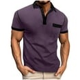 thumbnail image 1 of RYRJJ Men's Casual Polo Shirts Classic Short Sleeve Basic Button T-Shirt Lightweight Cotton Golf Tee Tops with Pocket(Purple,XL), 1 of 7