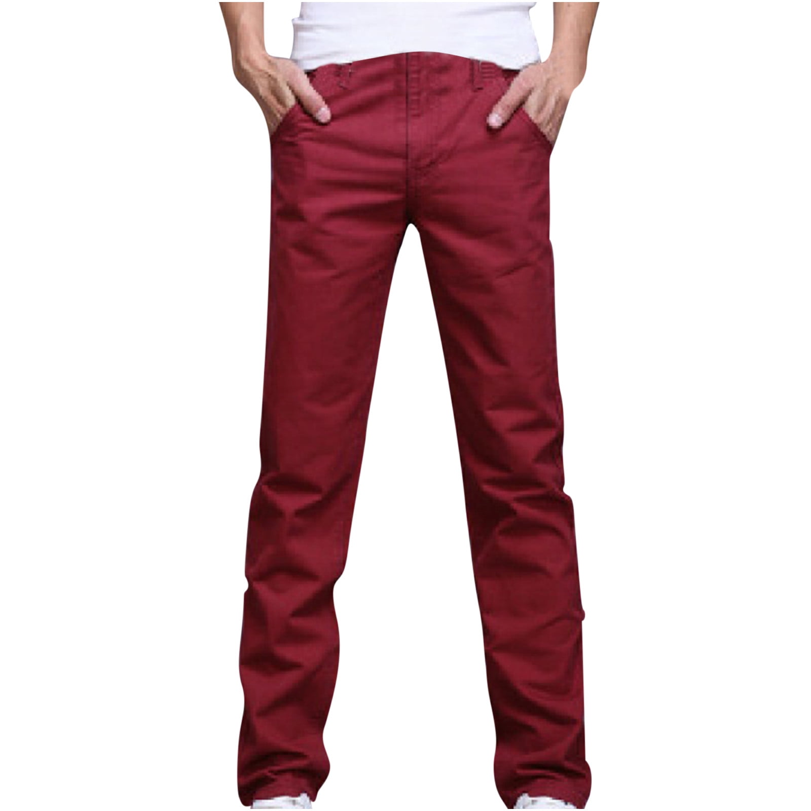 RYRJJ Men's Classic Slim Fit Stretch Chino Pants Solid Color