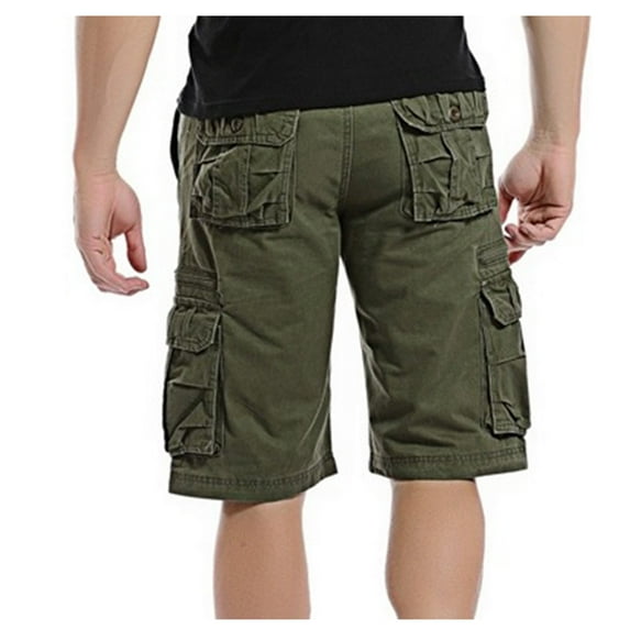 RYRJJ Men's Classis Hiking Cargo Shorts Casual Multi-Pocket Bermuda Shorts Outdoor Cotton Twill Lightweight Short Pants(Green,29)