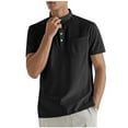 thumbnail image 1 of RYRJJ Men's Cotton Linen Henley Shirt Summer Fashion Short Sleeve Hippie Casual Beach T-Shirts with Chest Pocket(Black,XL), 1 of 6