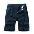 thumbnail image 1 of RYRJJ Men's Cotton Twill Cargo Shorts Multi Pockets Outdoor Wear Lightweight Elastic Waistband Fishing Hiking Shorts(Dark Blue,4XL), 1 of 3