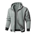 thumbnail image 1 of RYRJJ Men's Full Zip Up Hoodie Jacket Waffle Fall Winter Sports Sweatshirt Outwear Drawstring Casual Hooded Coat with Pockets(Gray,L), 1 of 3