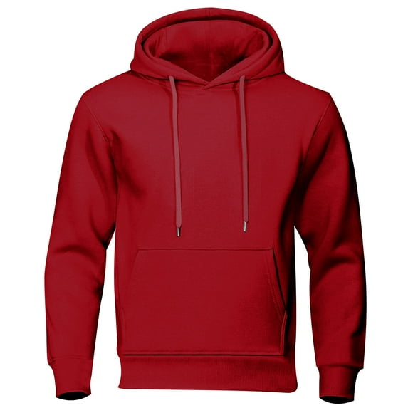 RYRJJ Men's Hoodies Fleece Lined Pullover Soft Hooded Collar Drawstring Sweatshirts Long Sleeve Casual Hoodies with Pocket(Wine,XXL)