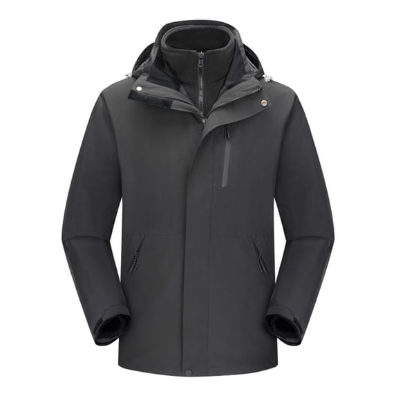 RYRJJ Men's Mountain Ski Jacket 3 in 1 Waterproof Winter Jacket Warm Snow Jacket Fleece Linner Hooded Rain Coat Windproof Winter Windbreaker
