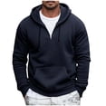 thumbnail image 1 of RYRJJ Men's Quarter Zip Hoodie Outdoor Casul Lightweight Hooded Sweatshirts Long Sleeve Pullover Tops Drawstring Hoodies with Pocket(Navy,S), 1 of 5