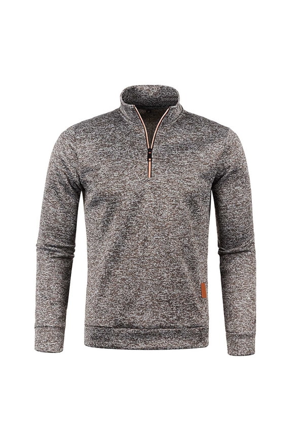 Men's Quarter Zip Pullover Fleece Lined Long Sleeve Lightweight Thermal Henley Shirts Stand Collar Comfy Golf Running Sweatshirts(Coffee,L)