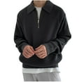 thumbnail image 1 of RYRJJ Men's Quarter Zip Sweaters Casual Lapel Collared Pullover Tops Ribbed Knit Polo Sweater(Black,XXL), 1 of 6