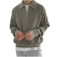 thumbnail image 1 of RYRJJ Men's Quarter Zip Sweaters Casual Lapel Collared Pullover Tops Ribbed Knit Polo Sweater(Gray,M), 1 of 6