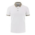 thumbnail image 1 of RYRJJ Men's Short Sleeve Polo Shirts Summer Casual Lightweight Color Block Collared T-Shirts Button Golf Tees Tops(White,4XL), 1 of 5