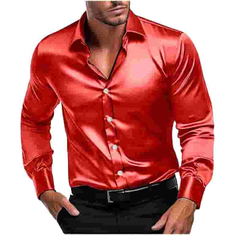 RYRJJ Men's Silk Satin Long Sleeve Dress Shirts Business Casual Button Down Shirt Wedding Formal Party Prom Shirts(Red,XL) - Walmart.com RYRJJ Men's Silk Satin Long Sleeve Dress Shirts Business Casual Button Down Shirt Wedding Formal Party Prom Shirts(Red,XL) - Walmart.com