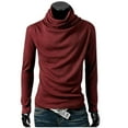 thumbnail image 1 of RYRJJ Men's Slim Fit Basic Turtleneck T-Shirt Long Sleeve Solid T Shirts Casual Knit Pullover Thermal Tops(Wine,L), 1 of 8